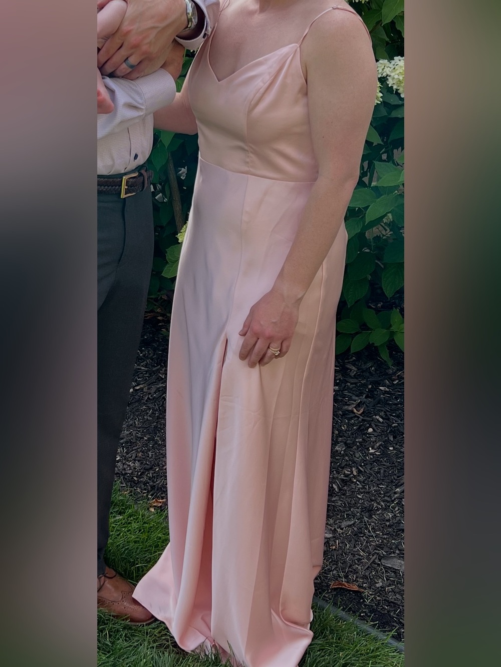 Unaltered Birdy Grey Matte Satin Blush Pink Dress